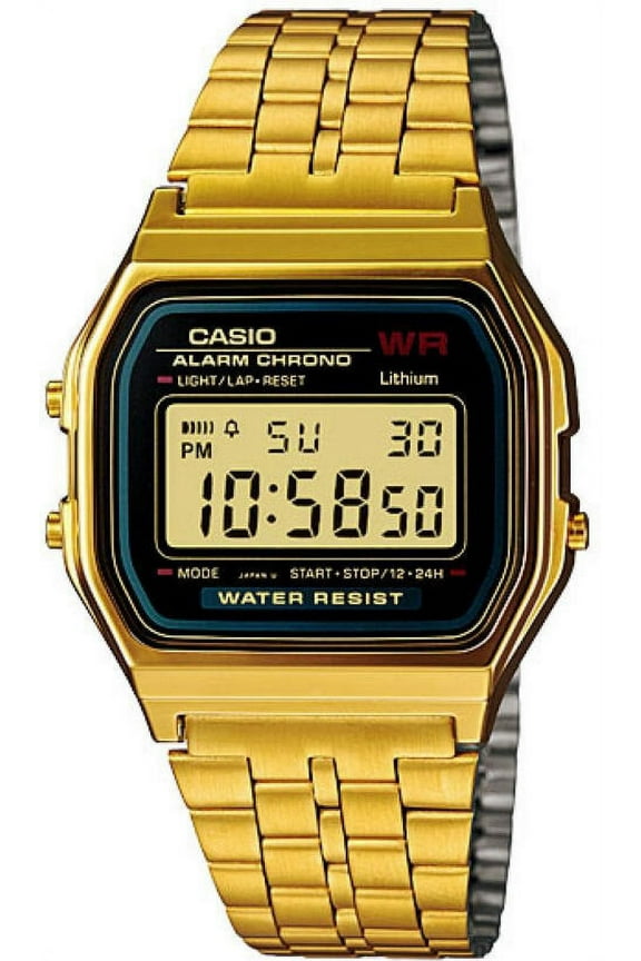 Alarm Chrono by Casio Stainless Steel Expansion Band Wristwatch, Gold, A159WGEA-1