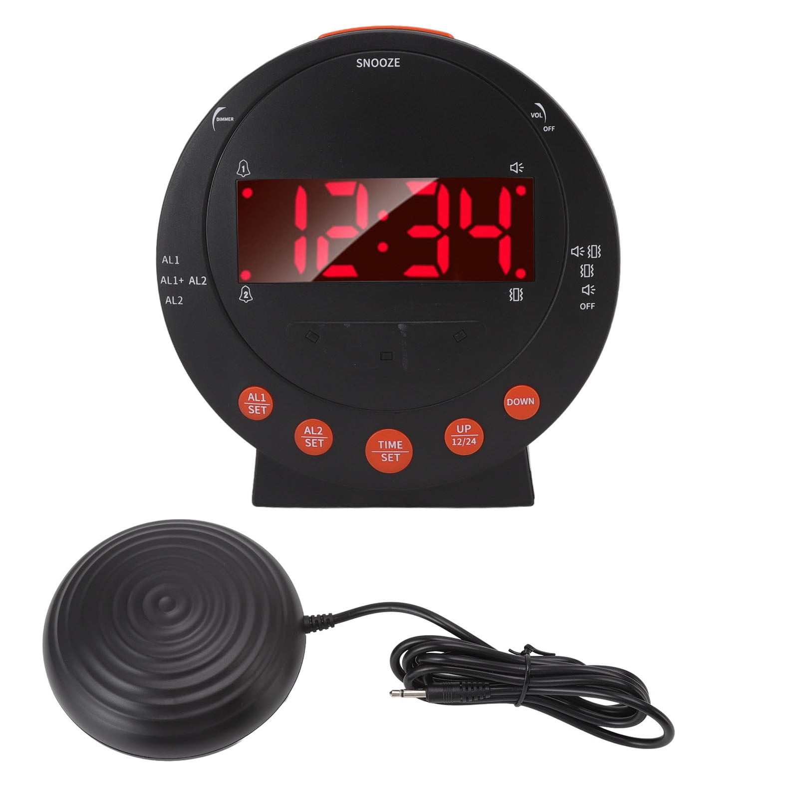 Alarm Clock, 113 Decibels Vibrating Dual Alarm Clock With Red Flashing
