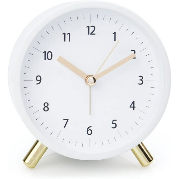 Alarm Clock 4.5" Bedside Analog Alarm Clock for Bedroom Battery Operated Round Clock with Backlight