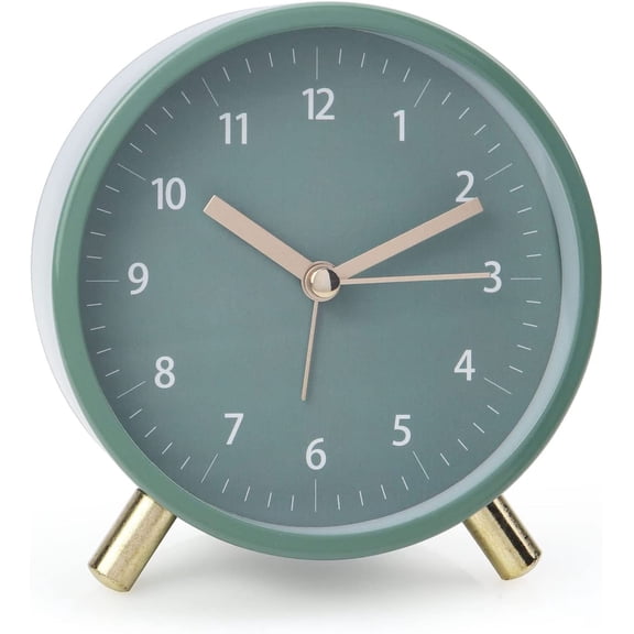Alarm Clock 4.5" Bedside Analog Alarm Clock for Bedroom Battery Operated Round Clock with Backlight