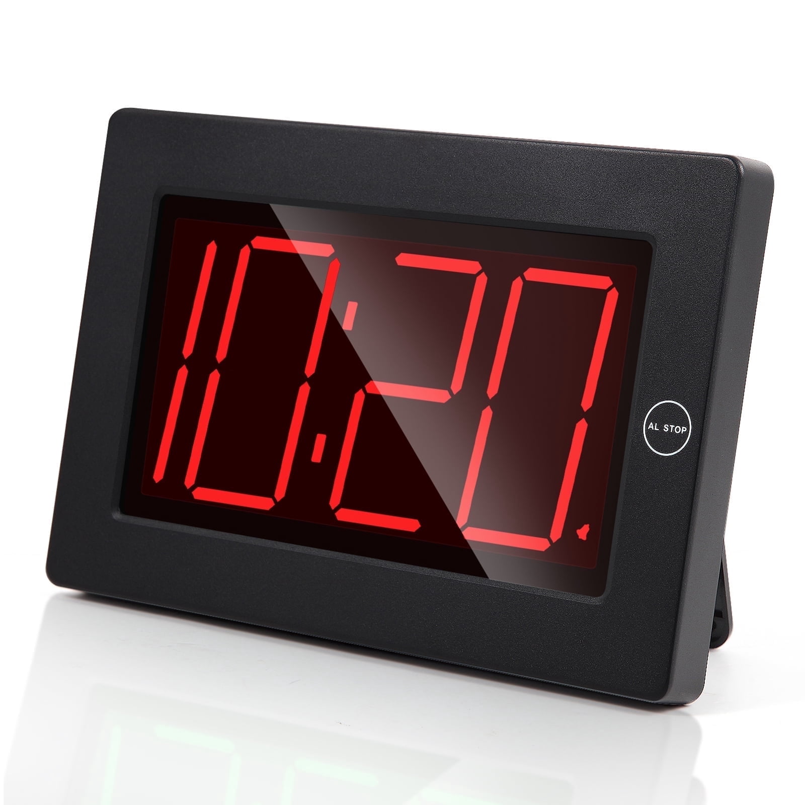 Kwanwa 8" Digital Wall Clock, Alarm Clock Battery Operated, Auto Dimmer Mode, Tabletop, Bedroom, Living Room, Office