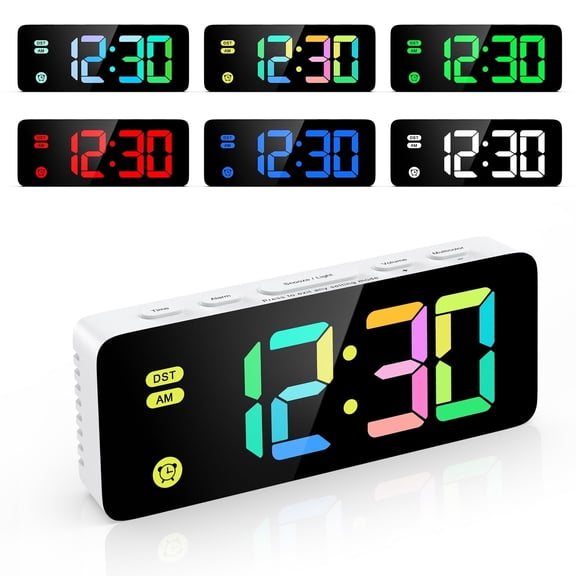Alarm Clock, AMIR Digital Alarm Clock 5.8-inch Calendar Volume Brightness Adjustable Clock for Kids Bedroom Home