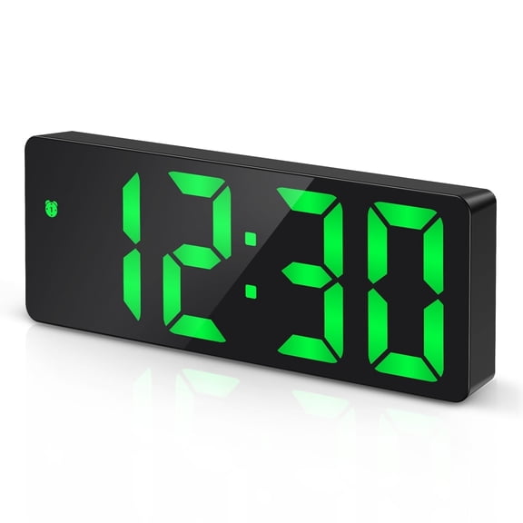 Alarm Clock, AMIR Digital Alarm Clock Temperature Display Brightness Adjustable Voice Control Snooze Function Clock for Kids Elderly Bedroom Living Room Bedsides Green