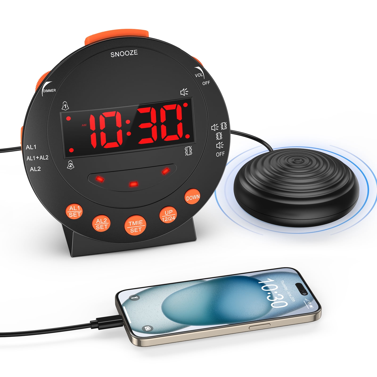 Alarm Clock, AMIR Loud Alarm Clock Sonic Boom Alarm Clock with Bed