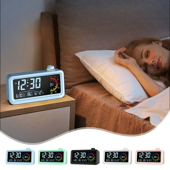 Alarm Clock Alsrm Clock Digital Electronic Clock LCD Color Sceen Display Visual Alarm Clock Timer 12/24H Switching Countdown