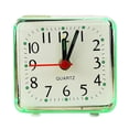 thumbnail image 1 of Alarm Clock Analog, Alarm Clock for Bedroom, 3X3 in Quartz, Square Body, Daily Wake, Dorm Room Placement, Translucent Green, 1 Pc, 1 of 6