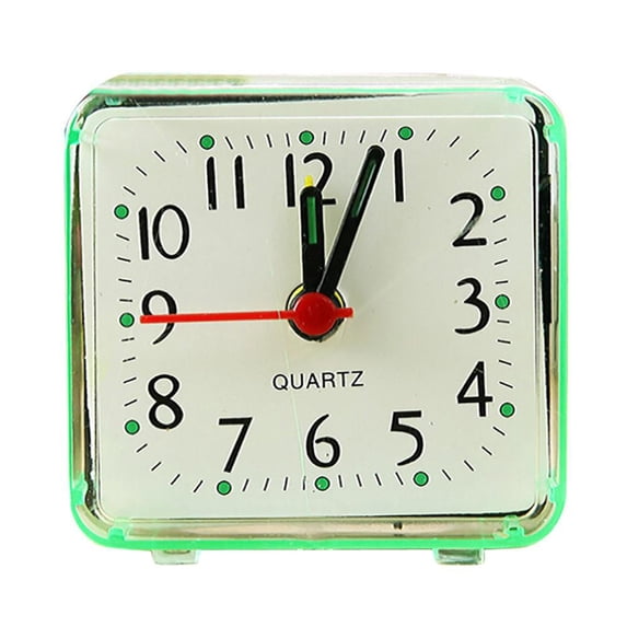 Alarm Clock Analog, Alarm Clock for Bedroom, 3X3 in Quartz, Square Body, Daily Wake, Dorm Room Placement, Translucent Green, 1 Pc