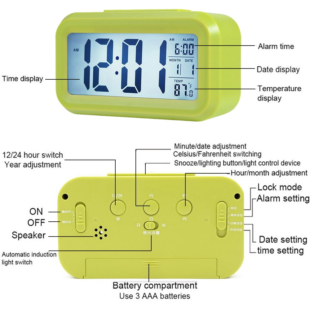 Alarm Clock,And Temperature Snooze On Battery Bedroom Kids Children