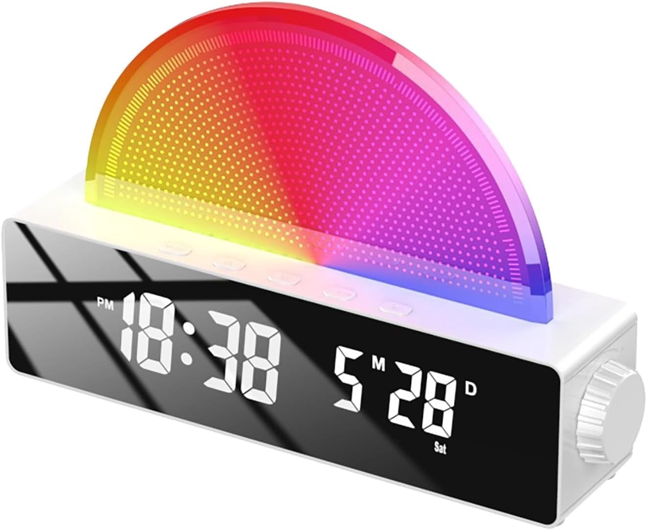 Alarm Clock Bedside Powered with Led Night Light Wake Up Sunrise Electric Silent Non Ticking Digital Alarm Clocks for Heavy Sleepers Snooze with Large Display Temperature (White, One Size)