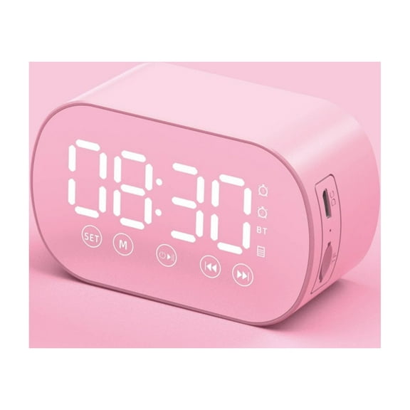 Alarm Clock with Bluetooth Speaker for Bedroom/Office,Small Digital Clock,Bluetooth Speaker with FM Radio – Mini Portable Mirror Alarm Clock, LED Display, Home Decor Gift for Adults & Travelers