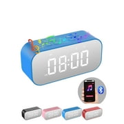 Alarm Clock with Bluetooth Speaker for Heavy Sleepers Adults,Digital Clock for Bedroom,Dual Alarms with Mirror LED Display,USB Charger,Ok to Wake Up for Kids,Teens Blue
