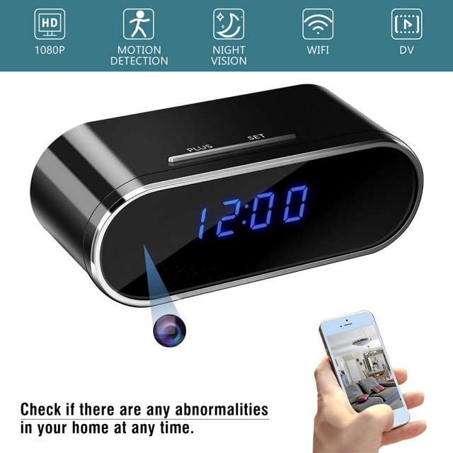Alarm Clock Camera,DFITO Digital Alarm Clock, Wireless Night Vision