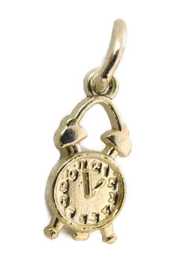 Alarm Clock Charm Pendant 14k Yellow Gold