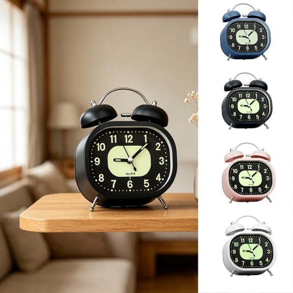 Alarm Clock Classic Curved Design, Low Light Visible Face, Battery Operated, Twin Tone Alarm, Quiet Sweep Silent Movement, Plastic Construction, Indoor Use Bedroom Desk Office, Topliu