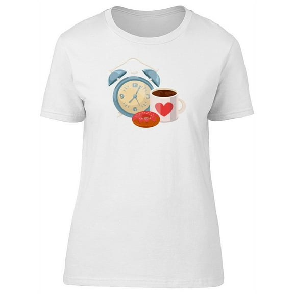 Alarm Clock, Coffee And Donut T-Shirt Men -Image by Shutterstock, Male Large