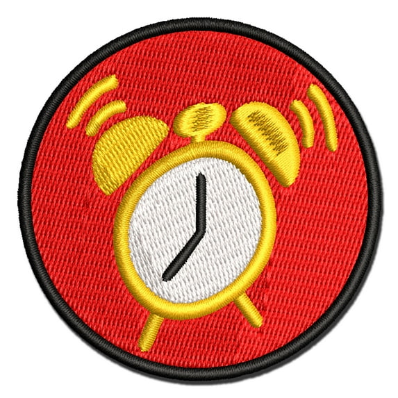 Alarm Clock Doodle Applique Multi-Color Embroidered Hook & Loop Patch - 2.0 Inch Mini