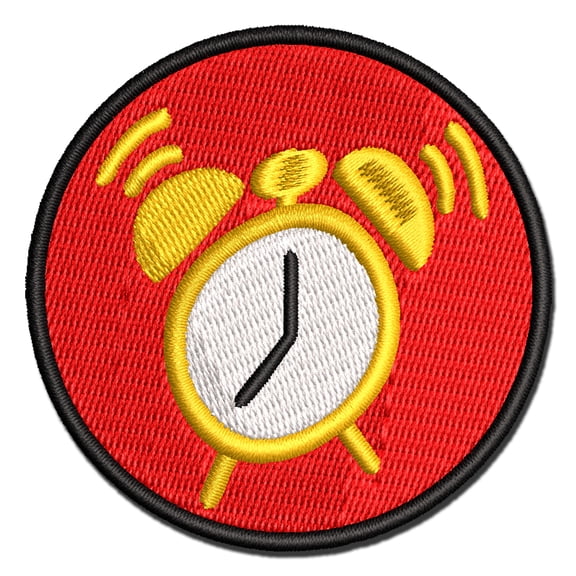 Alarm Clock Doodle Applique Multi-Color Embroidered Hook & Loop Patch - 3 Inch Medium