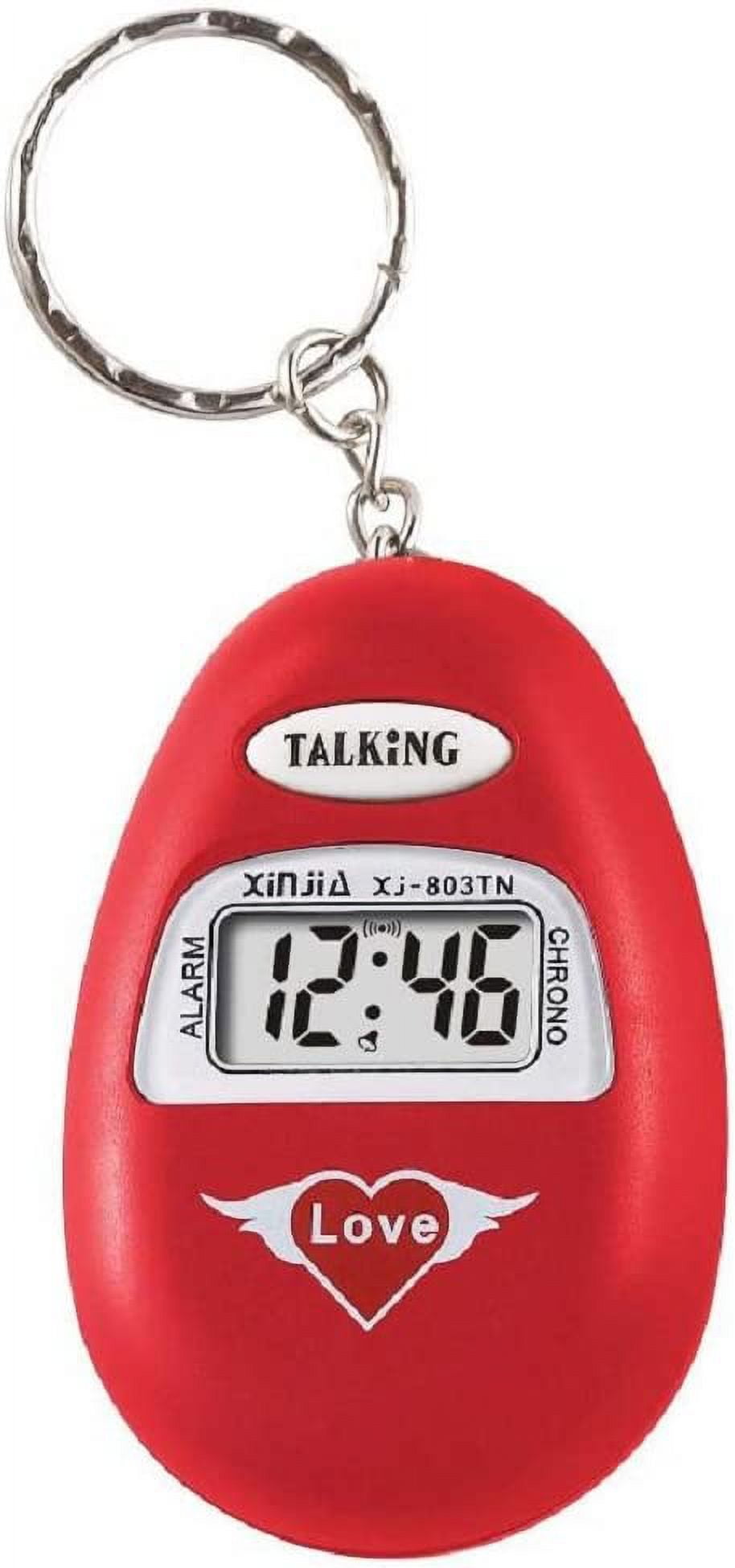 Alarm Clock Keychain Oval Talking Clock English Broadcast for The Old Man and The Blind (Red