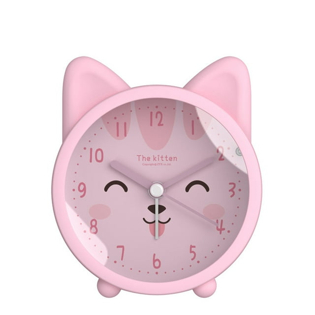 Kids Digital Alarm Clock Cute Cat Night Light, Silent NonTicking