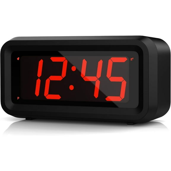 Alarm Clock, LED Digital Clock, Small Wall Clock, Battery Operated, Adjustable 3-Level Led Brightness, Dim Night Mode, 12/24Hr, Cordless, Constantly 1.2'' Digits Display