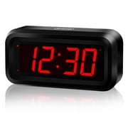 Alarm Clock, LED Digital Clock, Small Wall Clock, Battery Operated, Adjustable 3-Level Led Brightness, Dim Night Mode, 12/24Hr, Cordless, Constantly 1.2'' Digits Display for Bedroom/Travel,Easy to Se