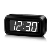 Alarm Clock, LED Digital Clock, Small Wall Clock, Battery Operated, Adjustable 3-Level Led Brightness, Dim Night Mode, 12/24Hr, Cordless, Constantly 1.2 Digits Display for Bedroom/Travel