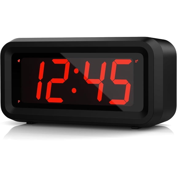Alarm Clock, LED Digital Small Wall Battery Operated, Adjustable 3-Level Led Brightness, Dim Night Mode, 12/24Hr, Cordless, Constantly 1.2'' Digits Display for Bedroom/Travel,Easy to Set