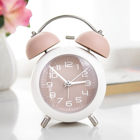 Alarm Clock, Metal 4 Inch Desk Table Analog Clock Silent with Night Light for Dormitory Home Office Travel Decor Alarm Clock