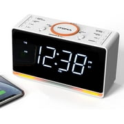 iTOMA Tabletop Alarm Clock Radio with LED Display, Bluetooth, and USB Charging