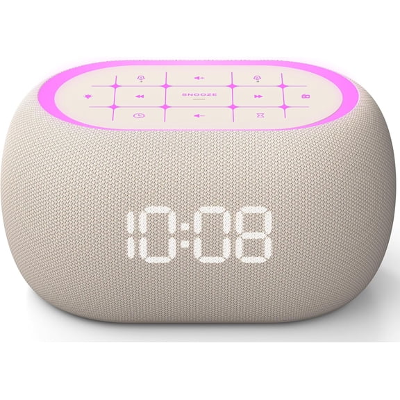 Alarm Clock Radio with Dual Alarm for Bedroom, 7-Color Night Light,0-100% Dimmer, 8 Sounds + Gentle Light Wake UP,16-Level Volume,Bedside Digital FM Radio with Sleep Timer, Clock for Kids Teens