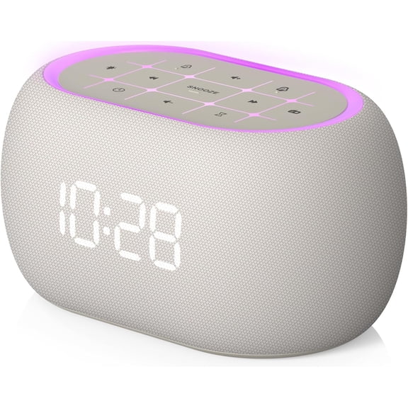 Alarm Clock Radio with Dual Alarm for Bedroom, 7-Color Night Light, 0-100% Dimmer, 8 Sounds + Gentle Light Wake UP,16-Level Volume, Bedside FM Radio with Sleep Timer, Clock for Teens Girls