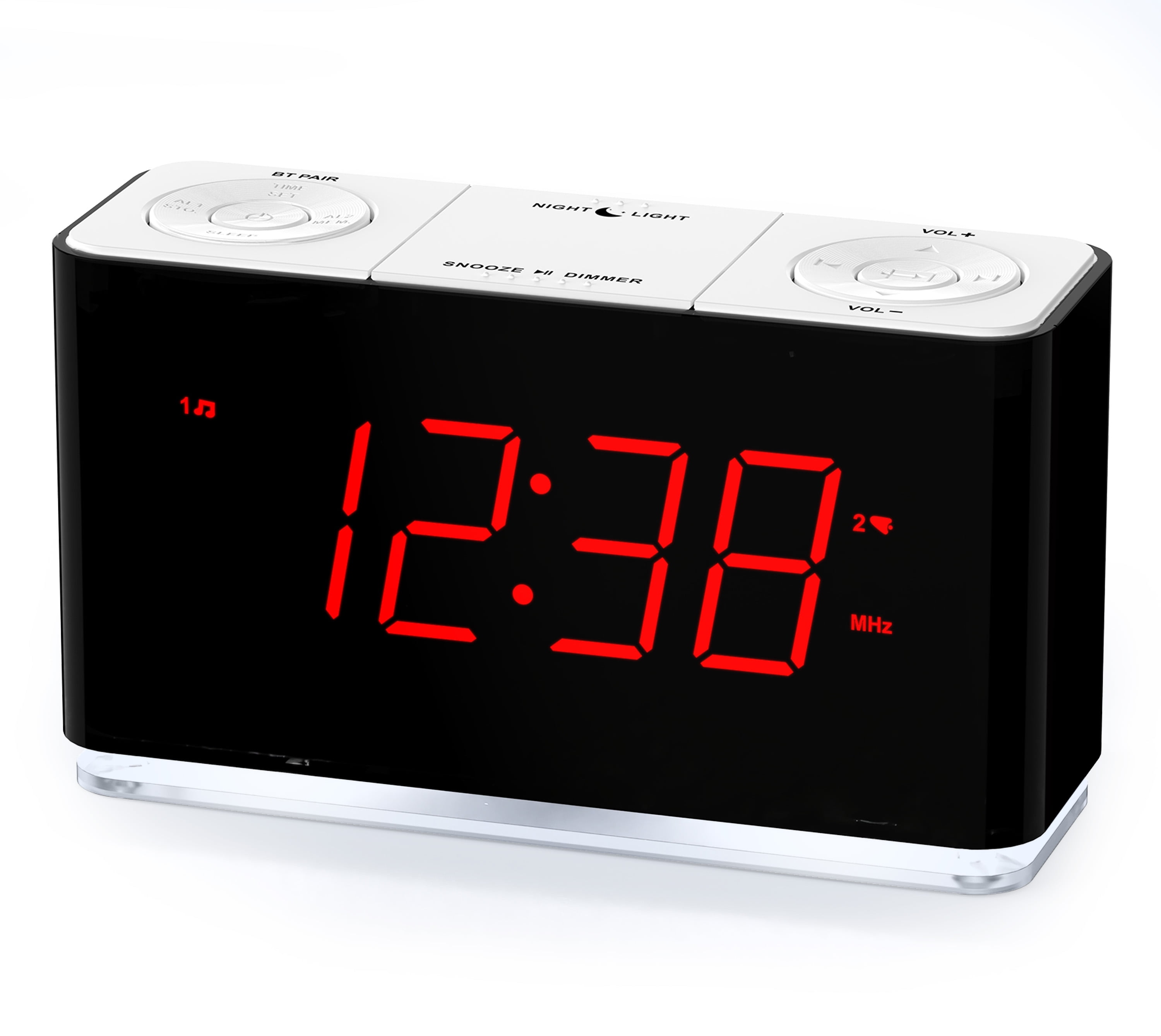 iTOMA Alarm Clock Radio, Bluetooth, Dual Alarm, USB Rechargeable