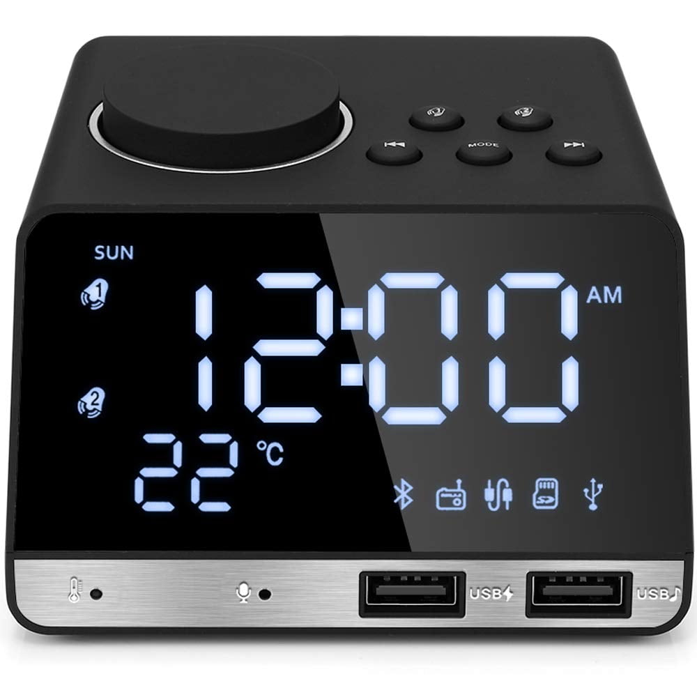 Alarm Clock Radio with Bluetooth Speaker, Charging Station/Phone
