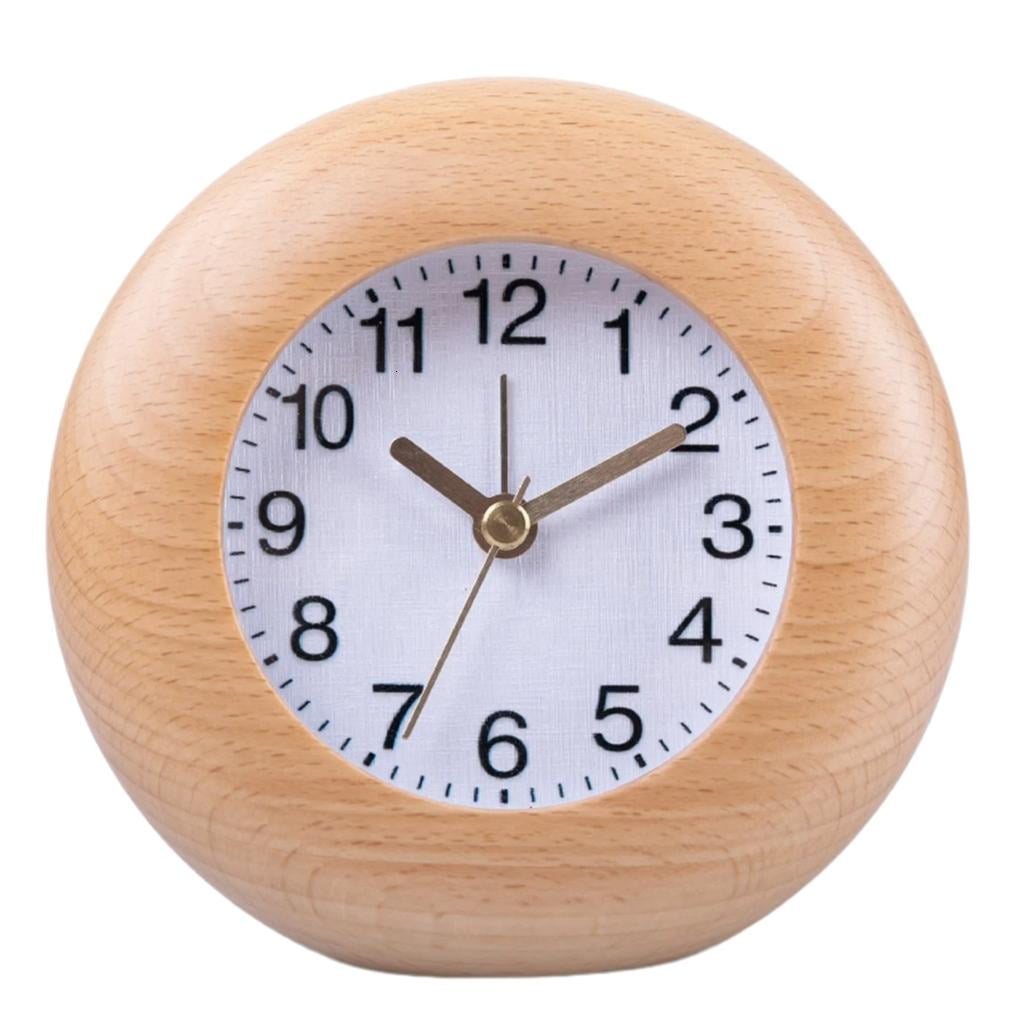 Alarm Clock Round Shape with Arabic Numerals, Noiseless Battery Operated