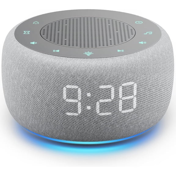 Alarm Clock with Sound Machine for Bedrooms 2-in-1 White Noise Sleep, Gentle Wake-Up Soft Sounds, Ambient Night Light, Plug-in, Sleep Better, Wake Gently