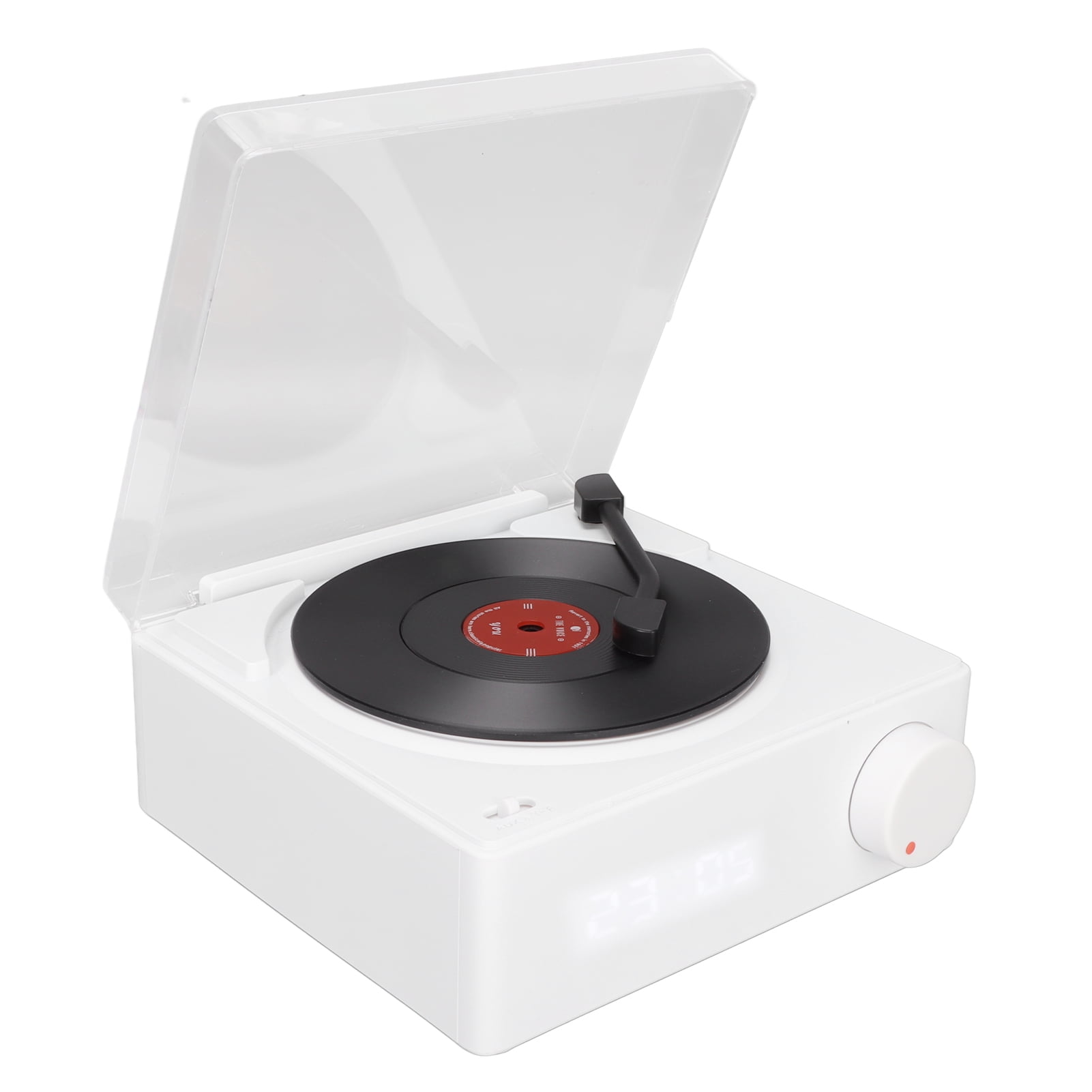 Alarm Clock Speaker, 360 Degree Stereo Sound Retro Rotating Vinyl Disc