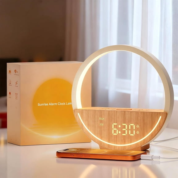 Alarm Clock Sunrise Wake Up Light - White Noise Machine with 20 Soothing Sounds for Sleep Better, Weekdays/Weekends Dual Alarms Heavy Sleepers & Touch Control Night Light, Ideal Gifts
