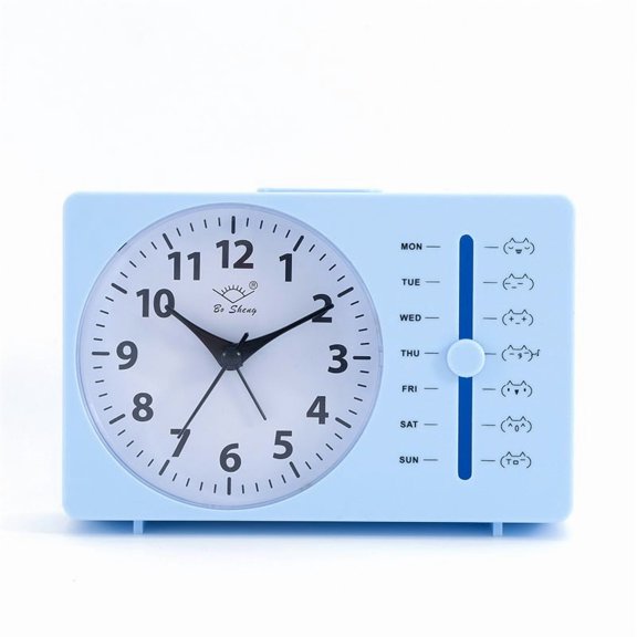 Alarm Clock Weekly Alarm Clock Square Quartz Table Clock Scanning Silent Pointer Clock Student Clock