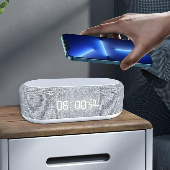 Alarm Clock with Wireless Charging,LED Display Time Smart Charger Clock,Simple and PracticalMultifunctional Digital Alarm Clock with Night Light,Temperature for Bedroom, for Bedroom, Bedside, Office