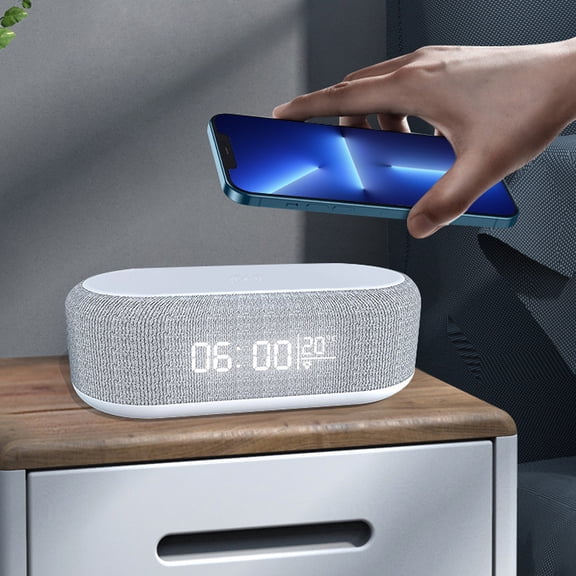 Alarm Clock With Wireless Charging, Multifunctional Digital LED Display Clock Night Light Temperature Display Phone Charger Station With Brightness Control, for Bedroom Office Home Decor