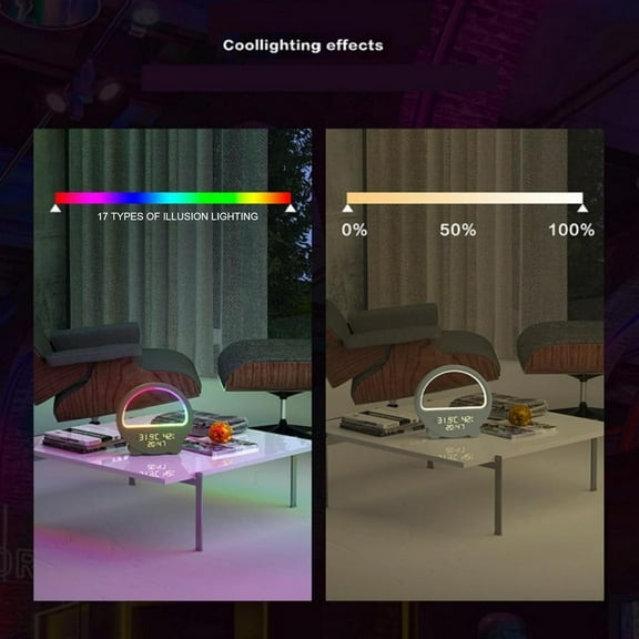 Alarm Clock, Wireless Digital Clock, Physical Press Remotes Controls Alarms Clock, Memory Function Alarm Clocks Bedside Radio, Seven Colors Illusion Dynamic Lighting Effects Alarm Clocks Radio
