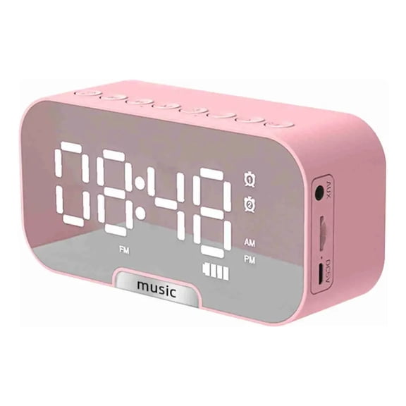 Alarm Clock With Digital Mirror, Bt Speaker And Fm Radio,