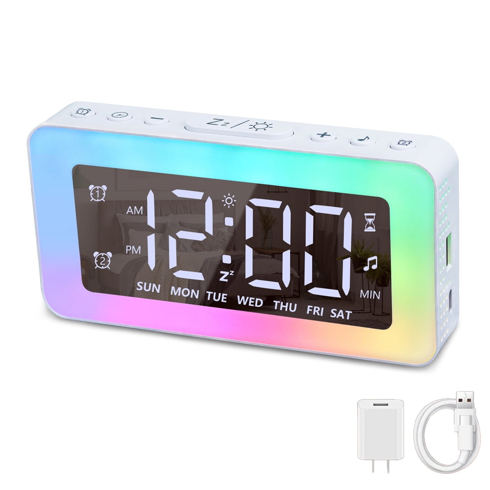 Alarm Clock for Bedroom, Loud LED Big Display Clock with USB Charging ...