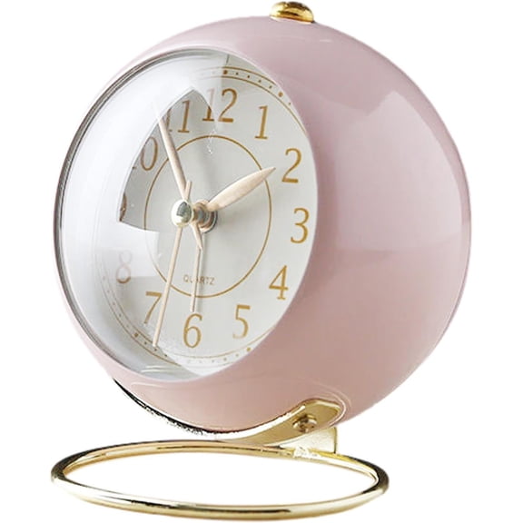 Alarm Clock for Bedroom | Super Silent Non Ticking Small Clock with,Round Travel Alarm for Home Bedroom Office