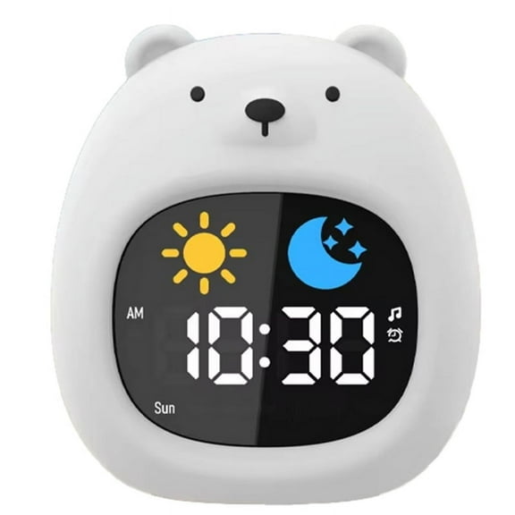 Alarm Clock for Kids Bear-Shape Toddler Sleep Training Clock Cute Touch Night Light for Children Bedroom