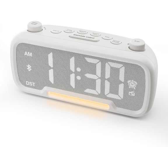 Alarm Clock with Bluetooth Speaker, FM Radio, for Bedroom USB Chargers, Dimmer and 12/24H,Snooze,Battery Backup, Plugged in Radio Adult Kid