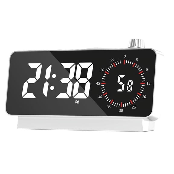 Alarm Clock with : Digital Desk Clock Battery Operated Countdown for Study Office-Alarm Clocks for B White ABS
