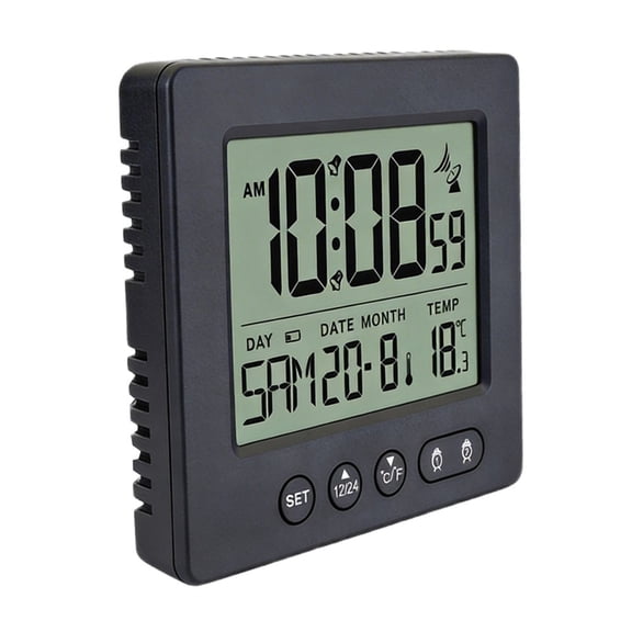 Alarm Clock with Large LCD Touch Screen 7 Language Week Display 12 24H Mode