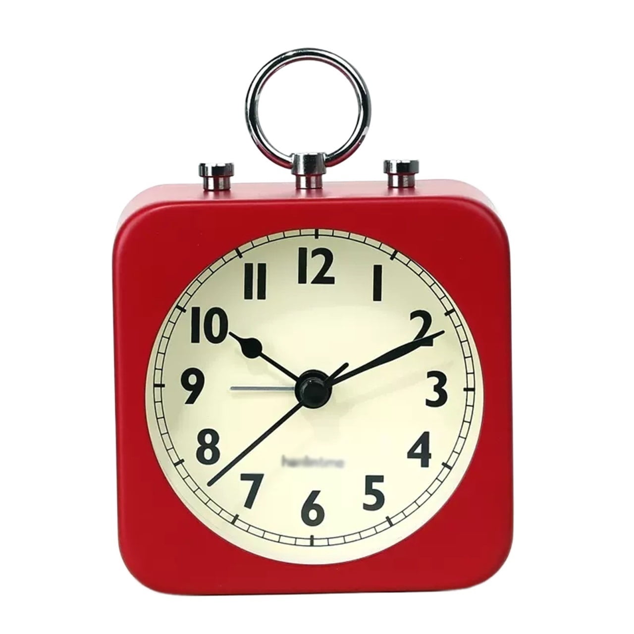 Red Metal Analog Alarm Clock with Night Light