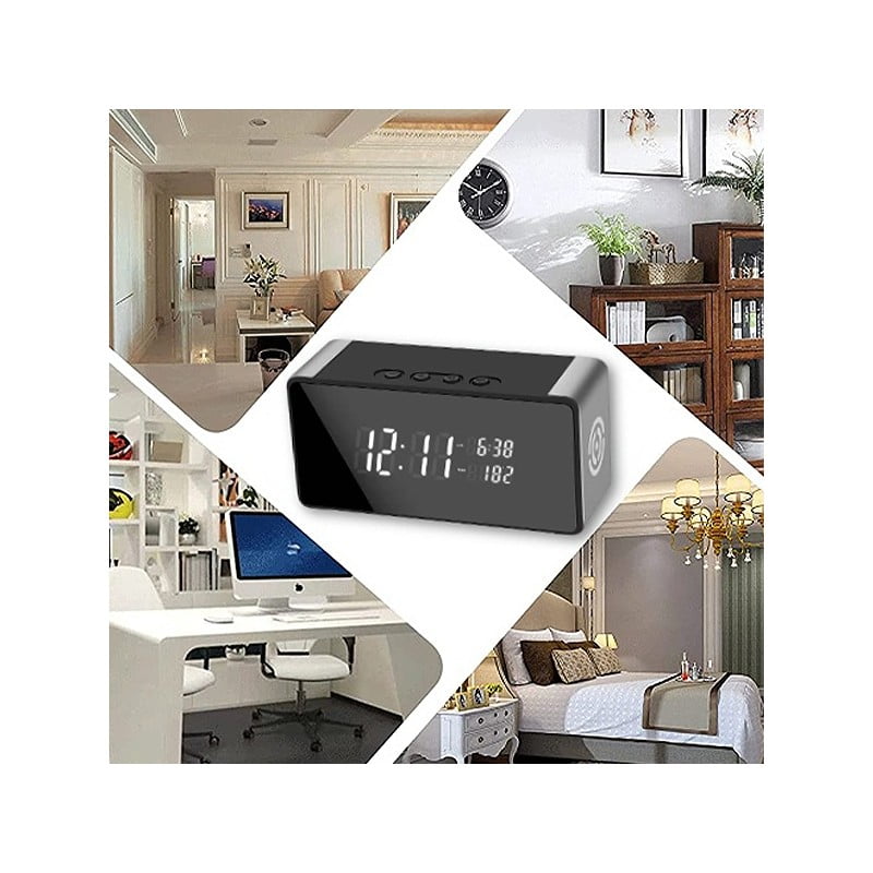 Alarm Clock with Wi-Fi Camera, Bluetooth Speaker, and Climate Display